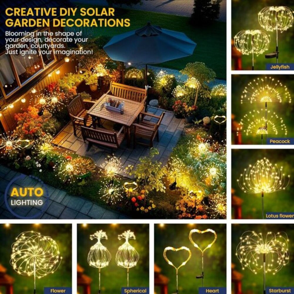 New Garden Outdoor Decor Lights 120LED 2Pack, Solar Fairy Lights for Yard Patios - Picture 2 of 8